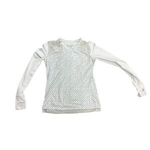Oiselle‎ White Polka Dot Long Sleeve Mesh Running Shirt Size 4